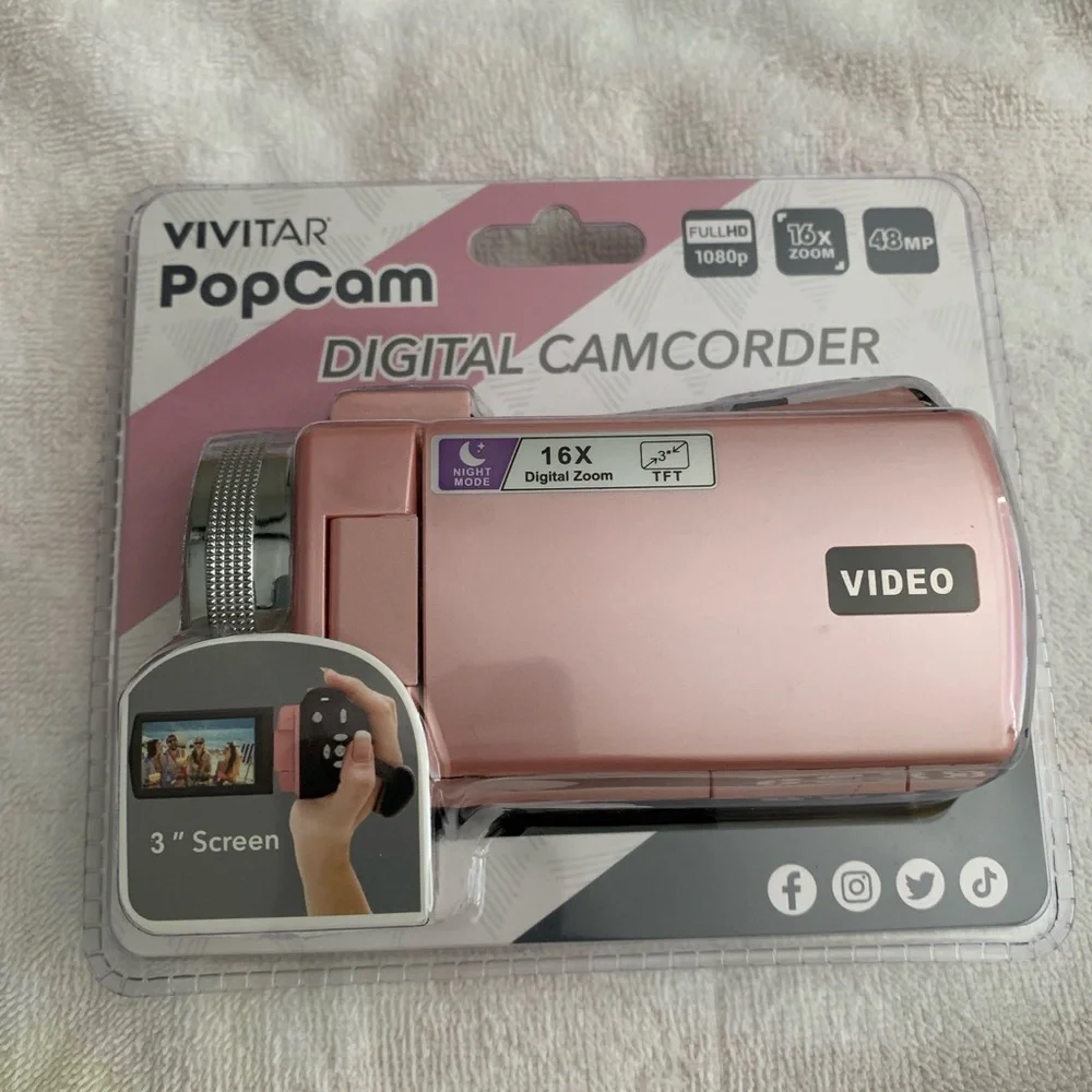 Vivitar PopCam Pink Digital Camcorder - Compact Full HD Video